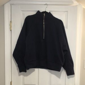 Gap Navy Crop Quarter Zip Sweatshirt